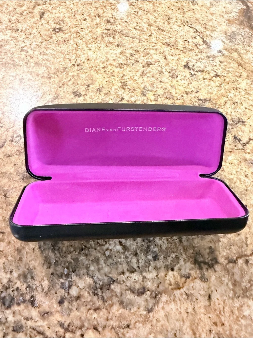 Diane Von Furstenberg Black Hard Sunglasses Case with DVF Embossing
